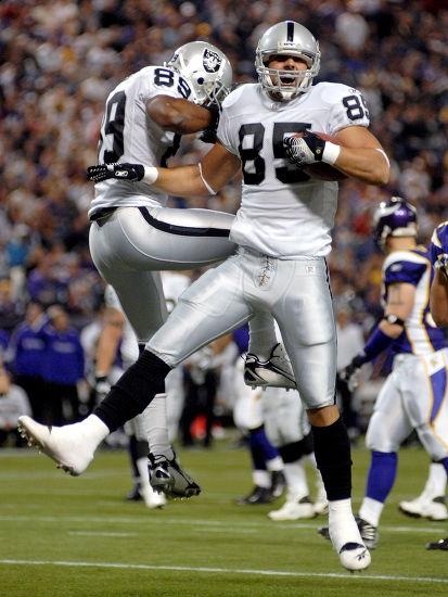 John Madsen celebrates a touchdown in Oakland